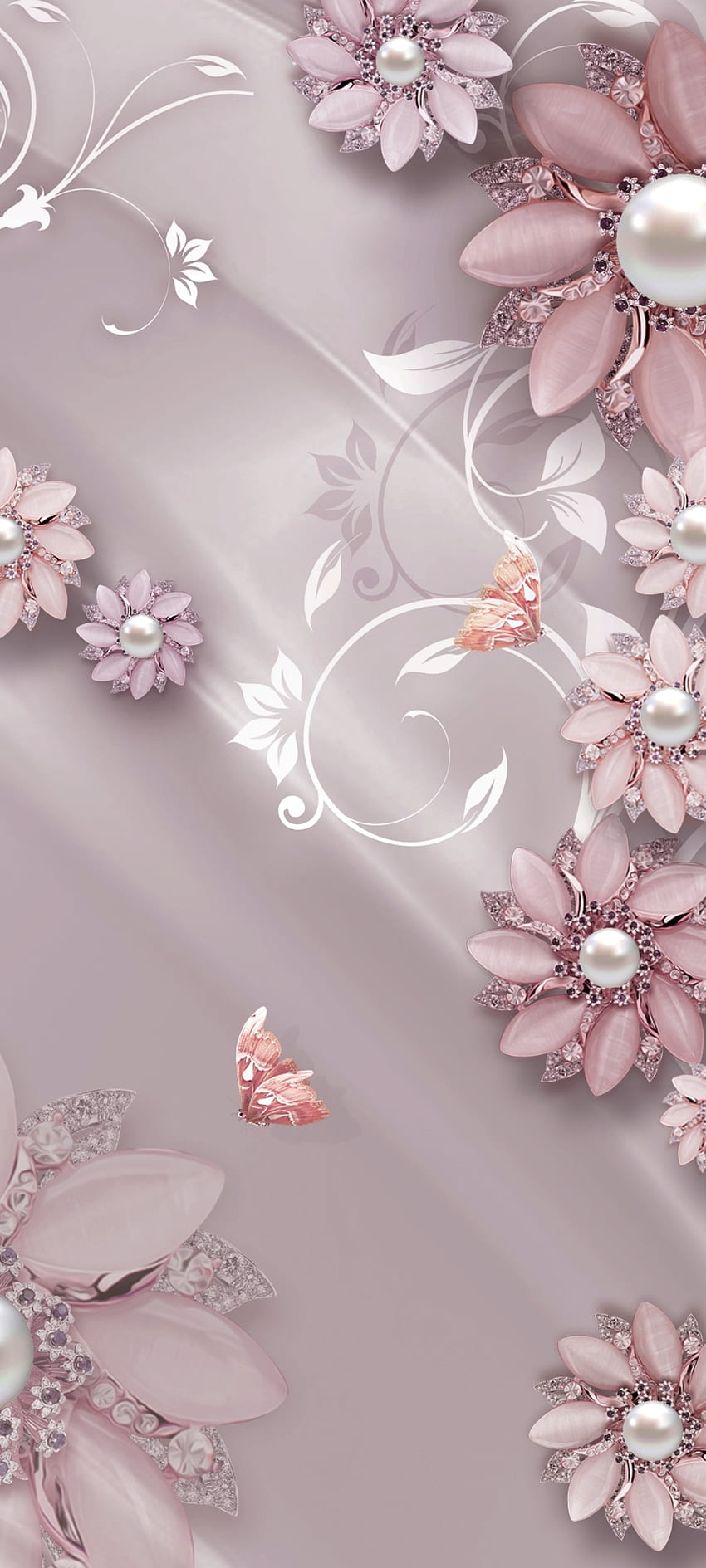 SilkCrystalFlowers 5, Gray, pink, petal, Purple, design, Premium, Flowers HD  phone wallpaper | Pxfuel