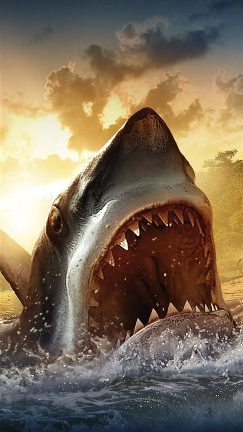 Ocean Shark Sharp Mouth Painting iPhone 8 HD phone wallpaper