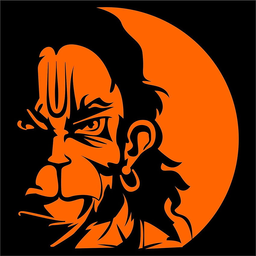 Idesigns Orange Center Hanuman Gesicht für Auto, Roller, Bajrang Dal HD-Handy-Hintergrundbild