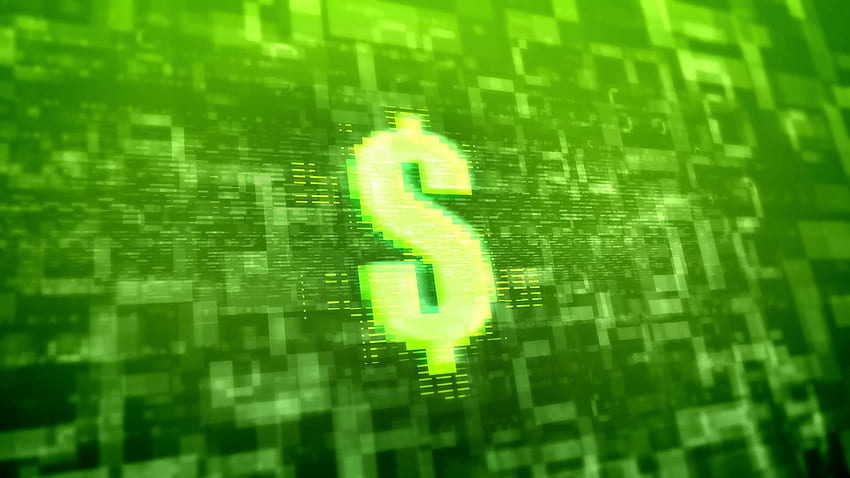 Dollar sign background on a green. Business technology concept HD wallpaper
