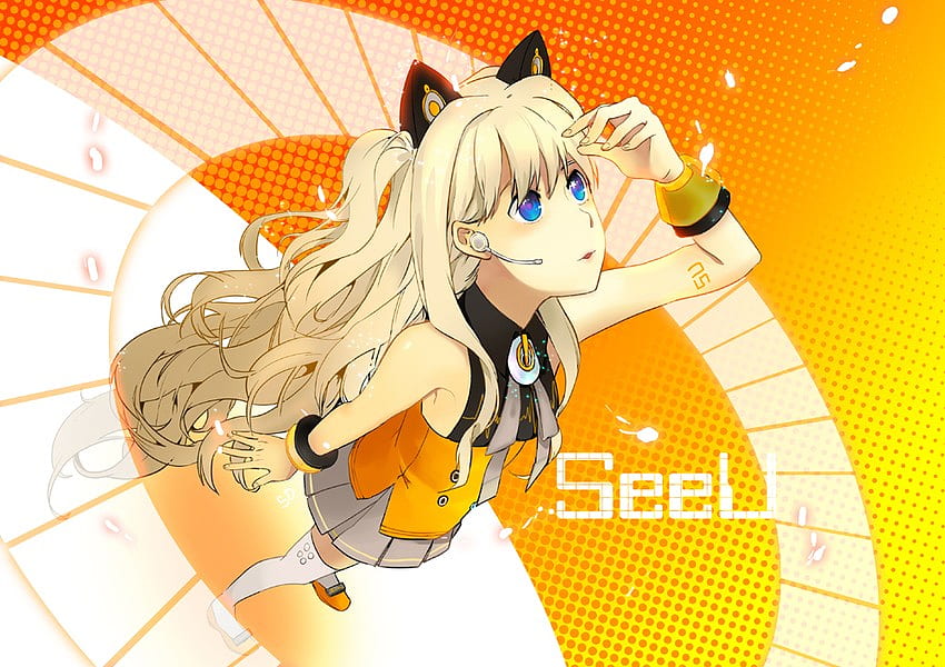 seeU, blue eyes, kitty ears, cute, new, volcaloid HD wallpaper