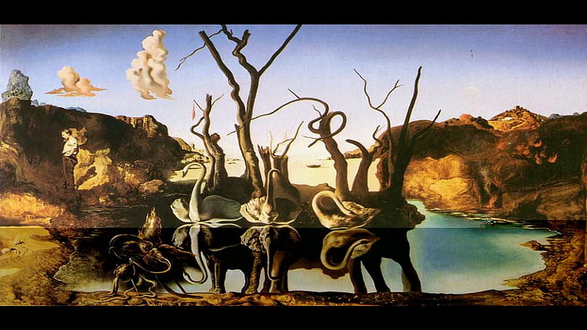 Opera di Salvador Dalì | Salvador Dalì – Cigni che riflettono elefanti Sfondo HD