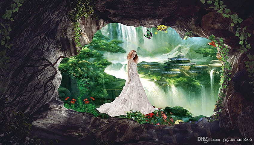 Magic Wonderland Forest 3D Landscape Hotel Living Room HD wallpaper