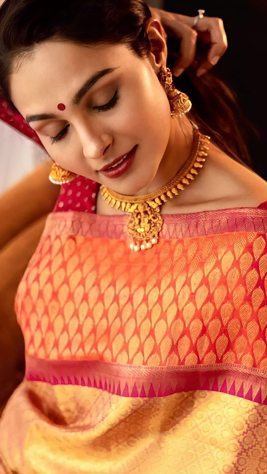 Andrea Jeremiah, tamil actress, saree beauty HD phone wallpaper