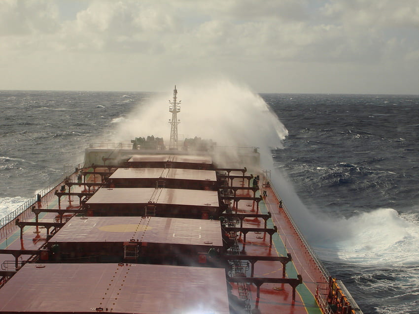 ağır havada gemi, gemi, su, fırtına, kırmızı HD duvar kağıdı