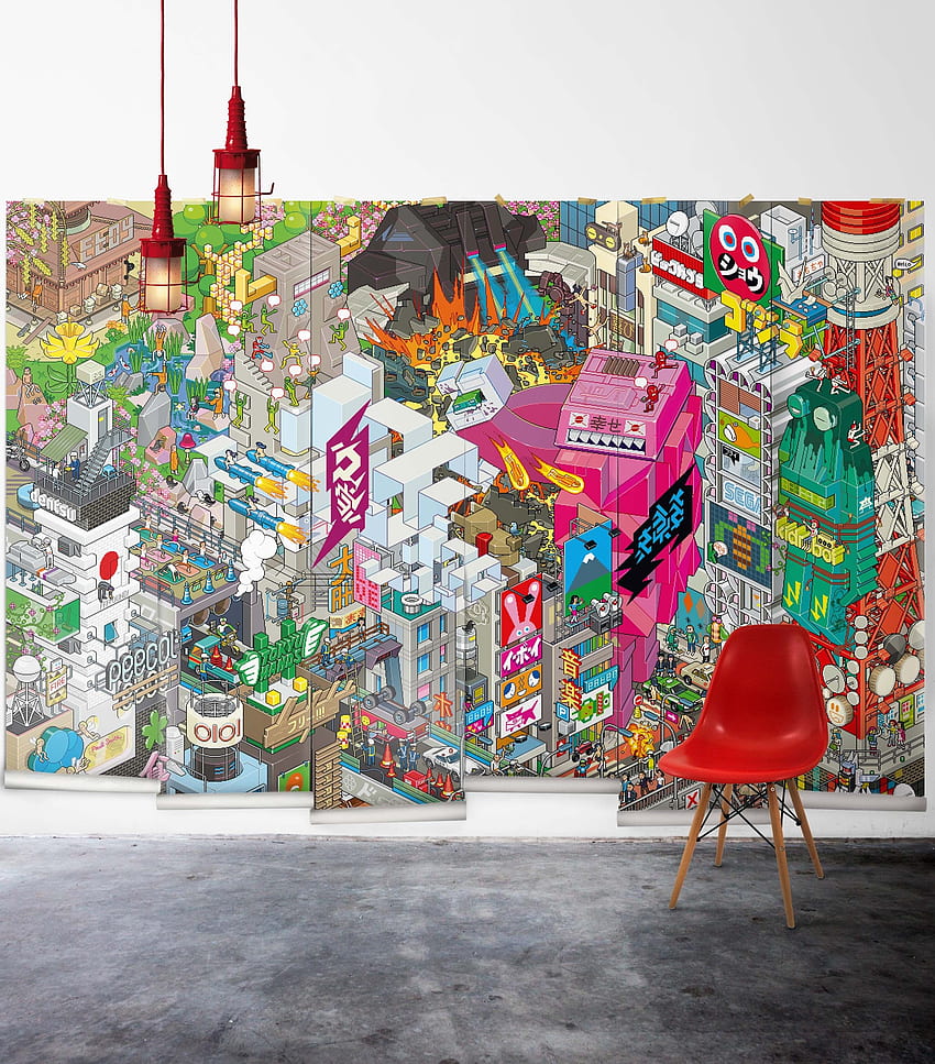 Tokyo 8Bit Wall Art / Large Mural. Milton & King HD phone wallpaper