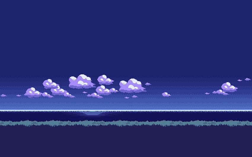 Ilustração de nuvens brancas, Pixel Art, 8 bits • Para você, Cloud Pixel Art papel de parede HD