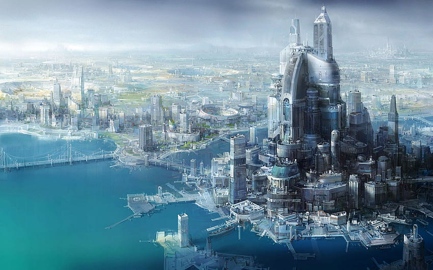Ciudad de ciencia ficción del futuro. PNG transparente mejor stock, Future Sci-Fi fondo de pantalla