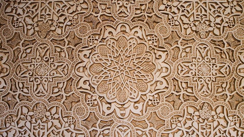 Escultura em madeira floral - . Arte, Islâmica, Texturizada, Textura Árabe papel de parede HD