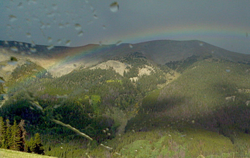 Rainbow on the Hills, природа, хълмове, дъга, дъги HD тапет