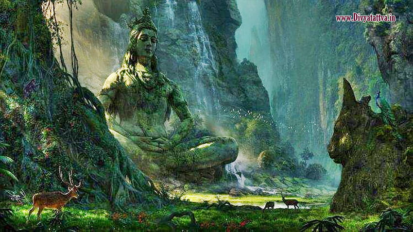 Бог Шива в медитация в гората, бог Шива в - пейзаж на бог Шива - - , Сиба HD тапет