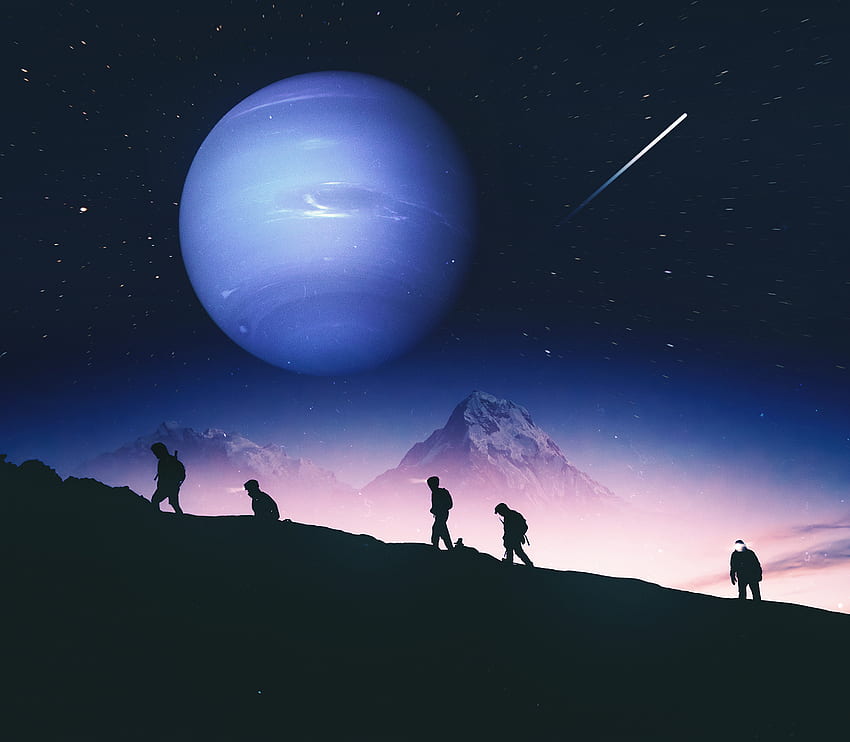 People, Universe, Mountains, , , Silhouettes, Planet HD wallpaper