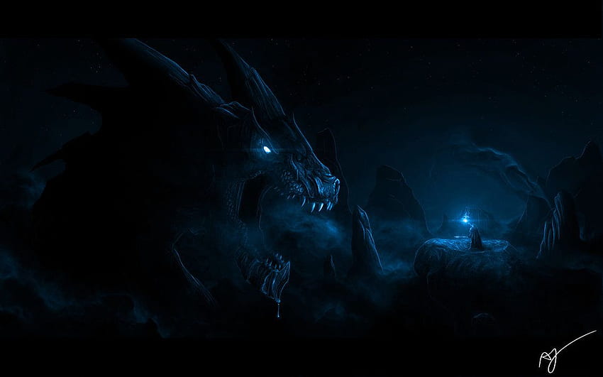 absurdres alternate_color dark_background dragon glowing highres