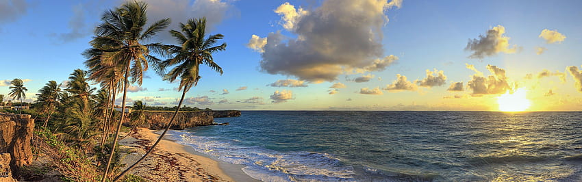 Панорама на плажа, панорама на океана HD тапет
