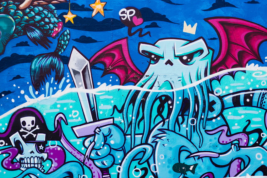 Seni, Gurita, Grafiti, Seni Jalanan Wallpaper HD