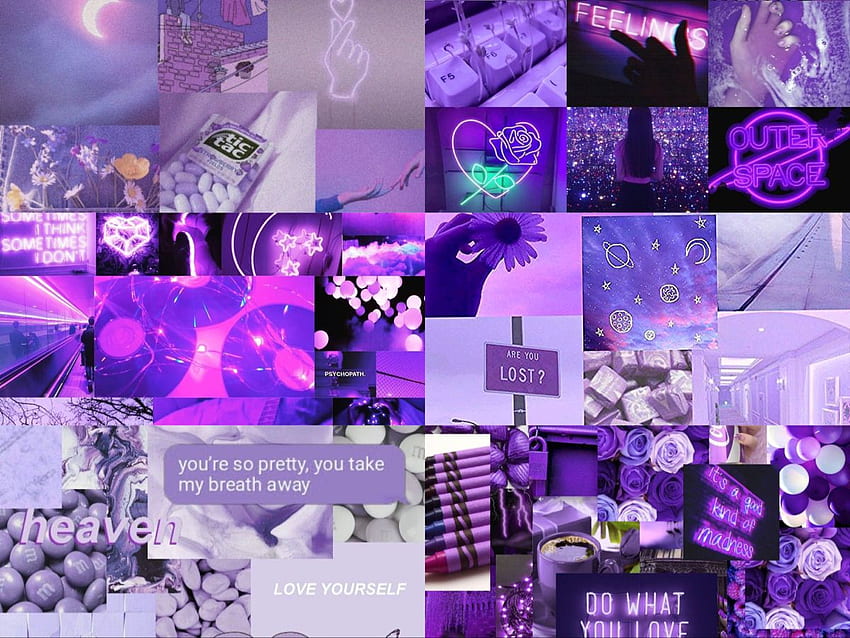 Aesthetic Collage Purple แล็ปท็อปสีม่วงสวยงาม วอลล์เปเปอร์ HD