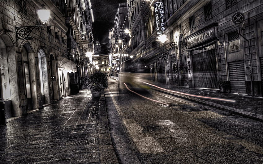 Street Night City, Empty Street HD wallpaper