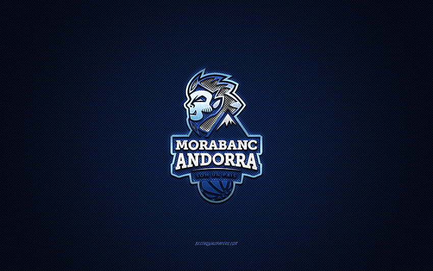 BC Andorra, Spanish basketball club, blue logo, blue carbon fiber background, Liga ACB, basketball, Andorra, Spain, BC Andorra logo, MoraBanc Andorra HD wallpaper