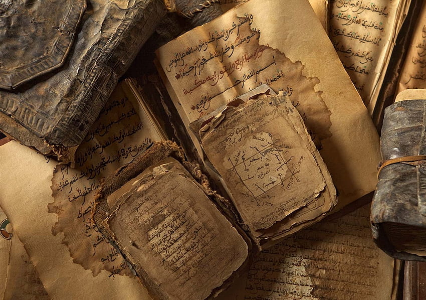 Libri arabi, carta antica, libri antichi, documenti antichi Sfondo HD