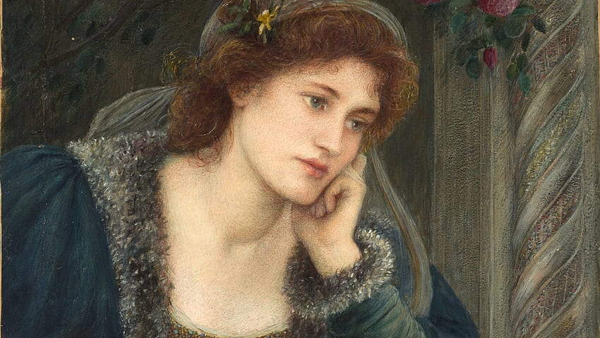 Beatrice von Dante Gabriel Rossetti, Dante Gabriel Rossetti, Malerei, Beatrice, Porträt, , Grün, Gesicht, Mädchen HD-Hintergrundbild