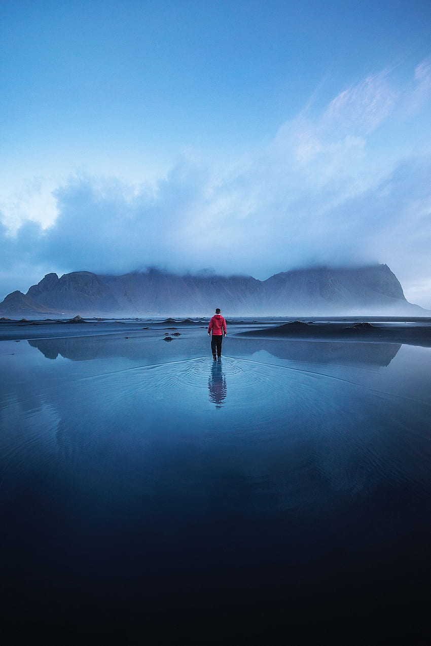 Islandia, Natura, Góra, Jezioro, Odosobnienie, Prywatność, Mgła, Samotność Tapeta na telefon HD