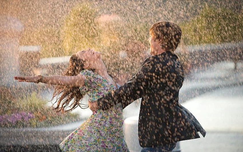 Pioggia, amore, danza, coppia, coppia, bagnato, felicità Sfondo HD