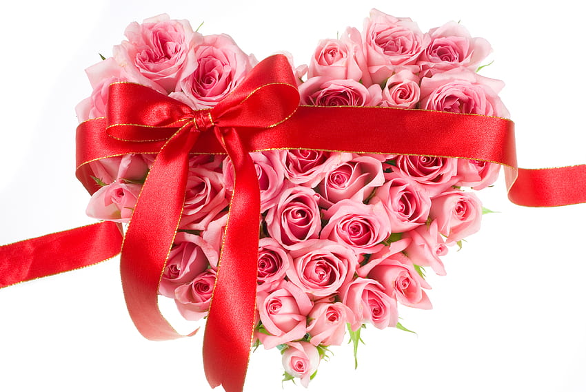My heart is for you..., bouquet, graphy, gift, nice, valentine, rose, holiday, flower, , roses, ribbon, elegantly, beautiful, gently, pink, love, cool, flowers, heart, harmony HD wallpaper