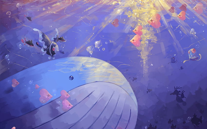 Śliczny wieloryb - Pokemon Space Art, Pokemon pod wodą Tapeta HD