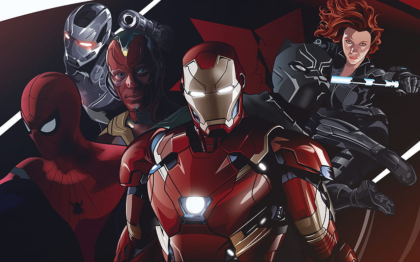 Vengadores, superhéroes de Marvel, equipo, obras de arte. fondo de pantalla