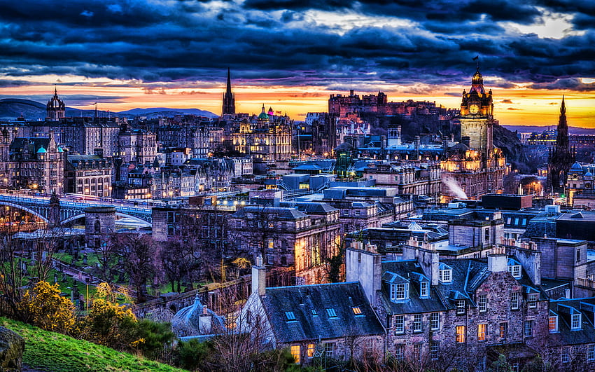 Edinburgh at evening, R, cityscapes, scottish cities, Edinburgh, Scotland, Great Britain for with resolution . High Quality HD wallpaper