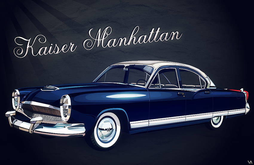 Kaiser Manhattan, blue, cars HD wallpaper