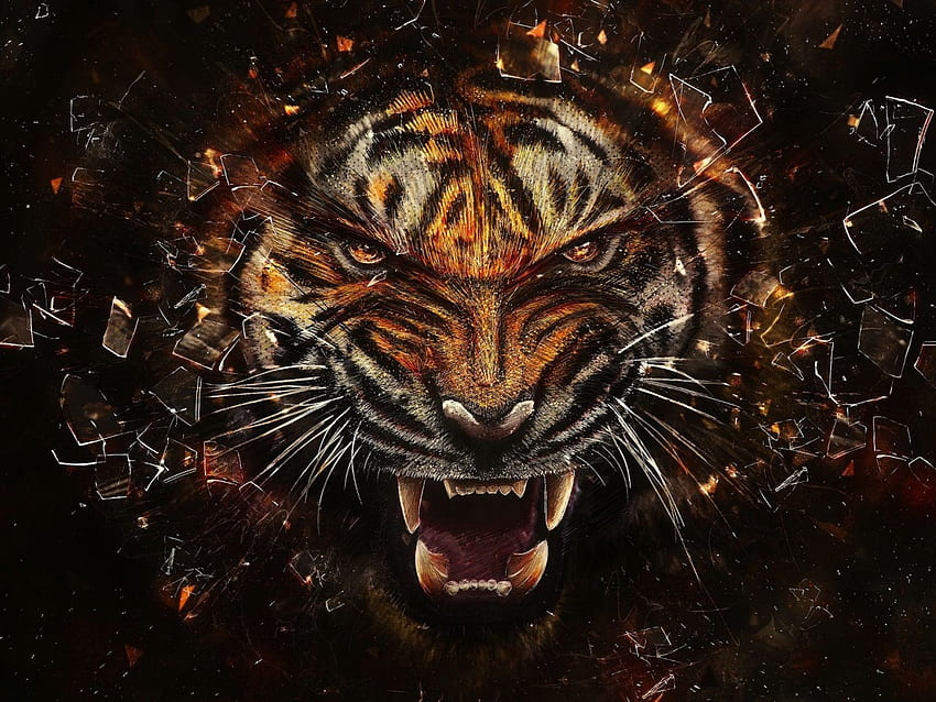 Animali 3D - Arte tigre arrabbiata - - Sfondo HD