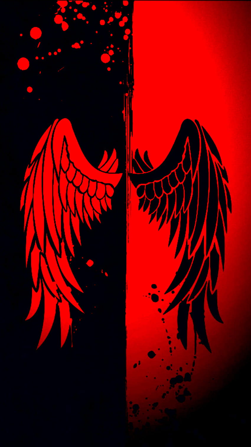 Red wings, Wing, Angel, Duality HD phone wallpaper