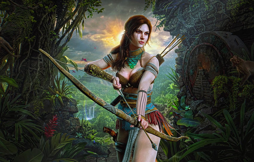 Kız, Figür, Tomb Raider, Sanat, Güzellik, , Figür, Lara Croft, İllüstrasyon, Hayran Sanatı, Karakter, Karakterler, Yay, konradM96, yazan konradM96, Shadow of the Tomb Raider Lara Croft Hunter için , bölüm, Tomb Raider Art HD duvar kağıdı