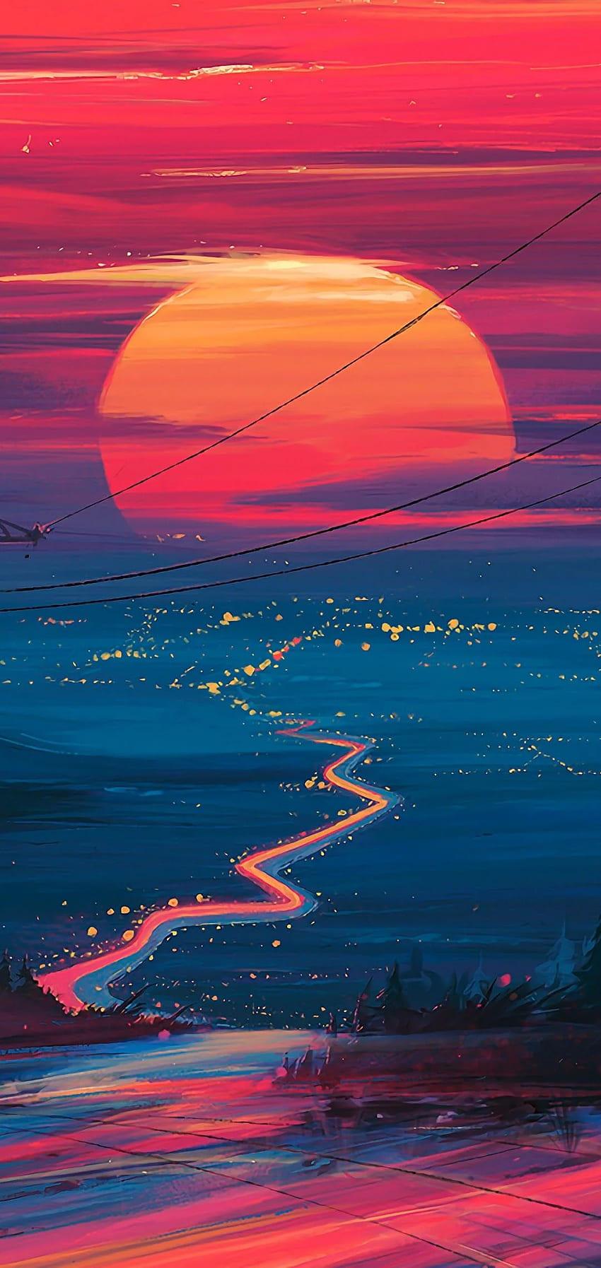 Sunset Horizon Scenery Landscape Art, MI A2 HD phone wallpaper | Pxfuel