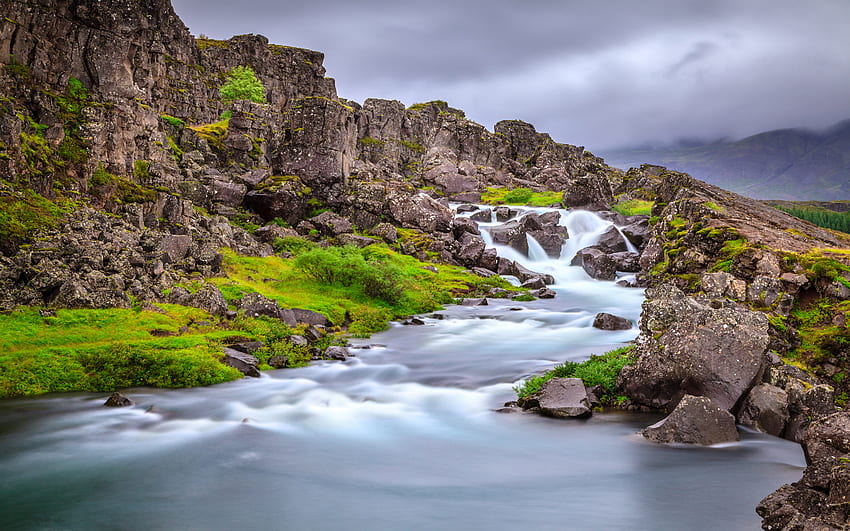 Beautiful Oxarafoss Waterfall In Iceland Europe Landscape Ultra For Computers Laptop Tablet And Mobile Phones HD wallpaper