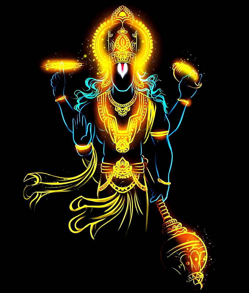 Lord vishnu, art, neon art, spritual, god, digital art HD phone ...