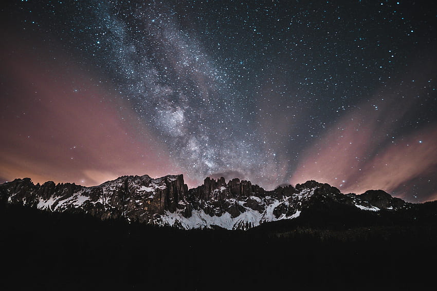 Nature, mountains, starry sky, beautiful night HD wallpaper