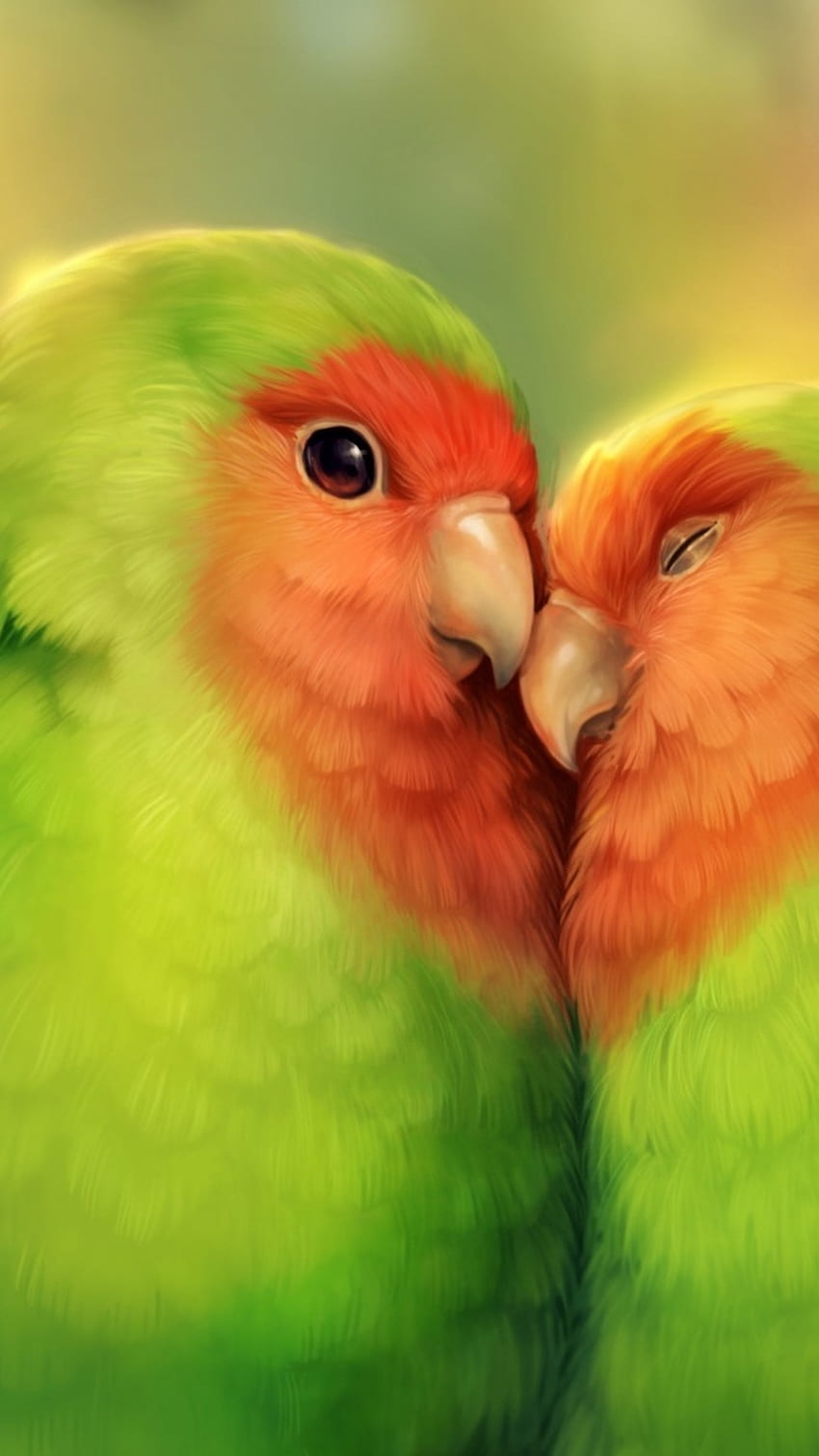 Amore Uccelli, Pappagallo, Amore, Arte Sfondo del telefono HD