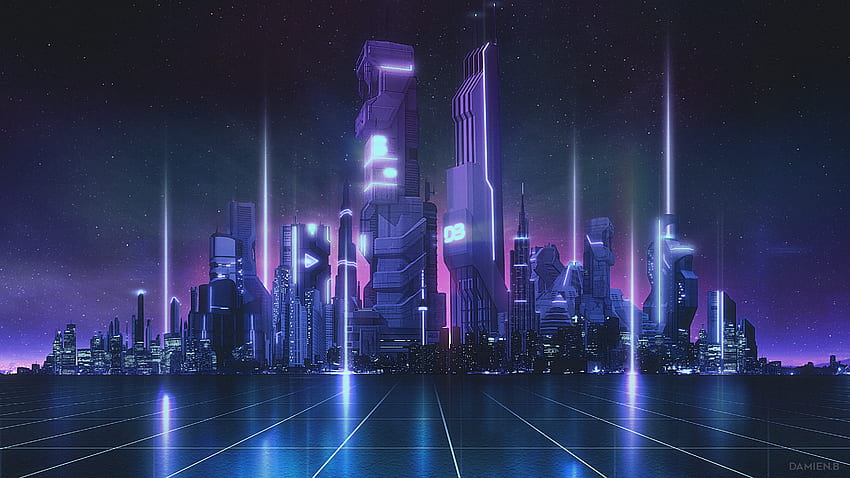 Future city, bluish theme, digital art HD wallpaper