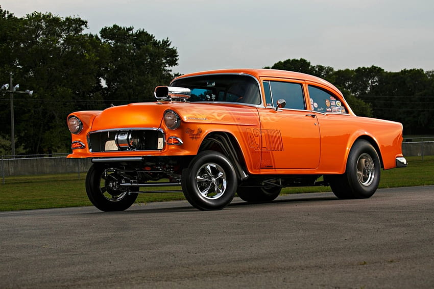 1955-Chevy-Gasser, Bowtie, Orange, Classic, จีเอ็ม วอลล์เปเปอร์ HD