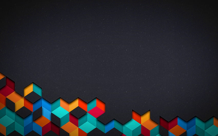 kubus abstrak, , latar belakang abu-abu, karya seni, kreatif, bingkai abstrak, kubus 3D Wallpaper HD