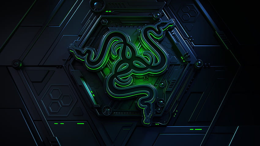 Razer, Logo, Dark background, 3D, Green, ,, Green Technology HD wallpaper