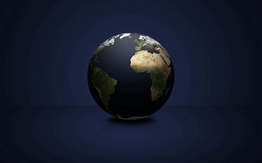 3D, тъмен фон, топка, планета, континенти HD тапет
