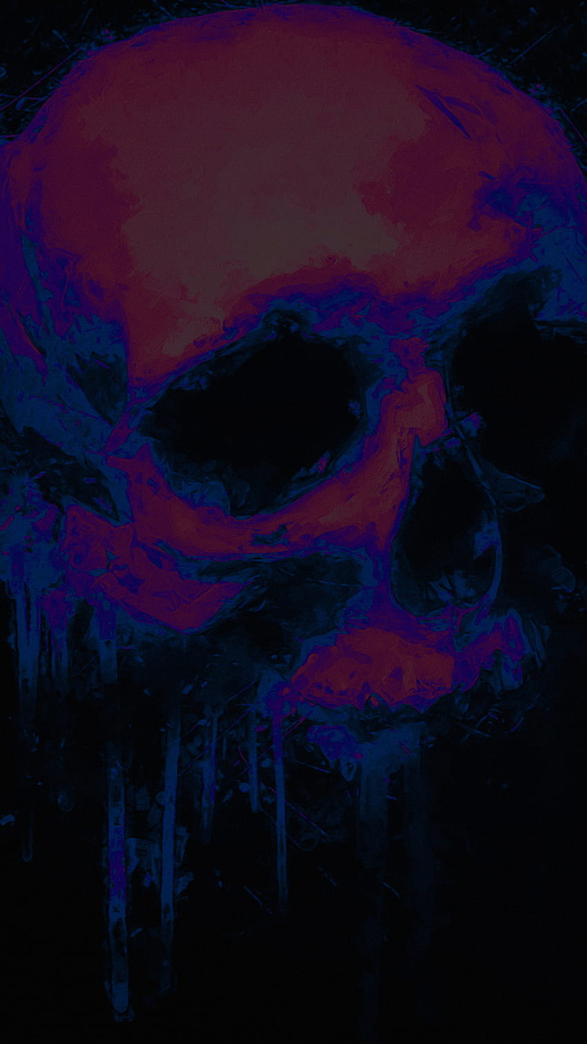 SK 21, pink, blue, dark, skull HD phone wallpaper