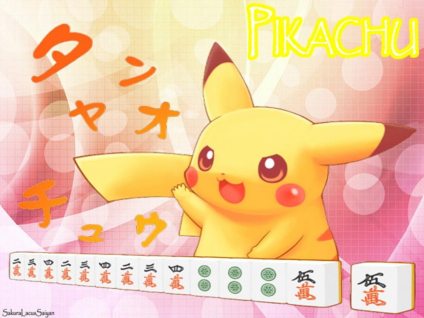 Pikachu Majhong, rosa, lindo, pikachu, majhong, pokemon fondo de pantalla