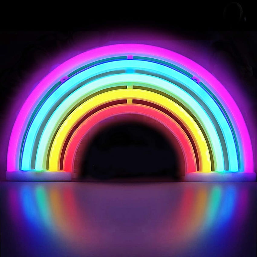 Rainbow Neon Signs Led Colorful Light Decor Lámpara Decoración, Christmas Rainbow fondo de pantalla del teléfono