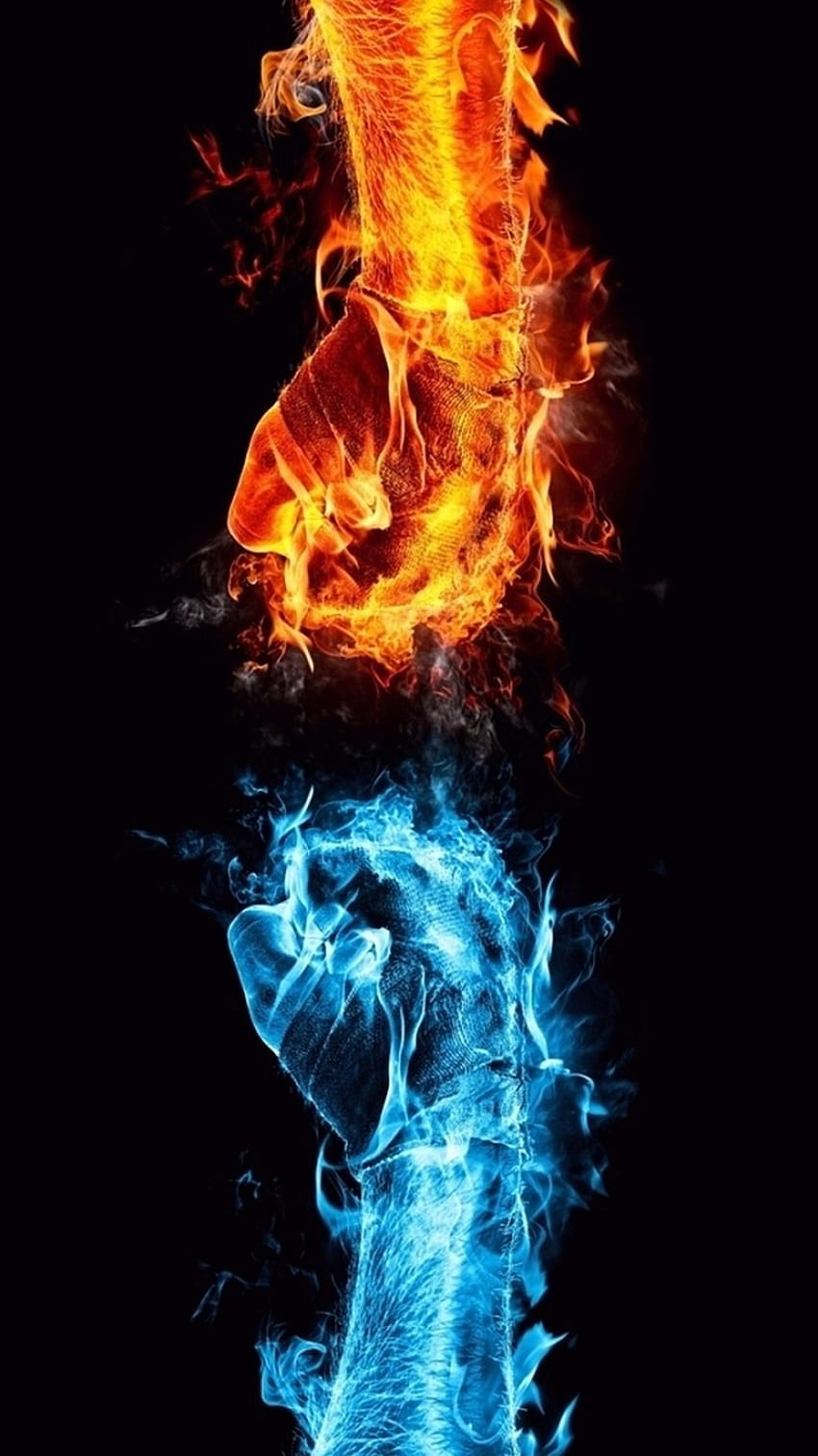 Червен и син пламък - & фон, червени и сини пламъци HD тапет за телефон