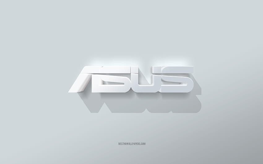 โลโก้ Asus, พื้นหลังสีขาว, โลโก้ Asus 3D, ศิลปะ 3 มิติ, Asus, สัญลักษณ์ Asus 3D, ศิลปะสร้างสรรค์, สัญลักษณ์ Asus วอลล์เปเปอร์ HD