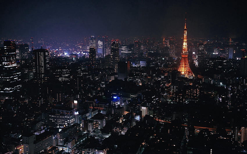 Miasta, noc, miasto, światła, Japonia, Tokio Tapeta HD